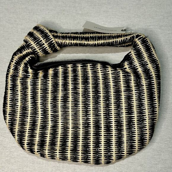 NWT Melie Bianco for Anthropologie Brigitte Satchel Straw Bag in Stripes - Picture 2 of 4